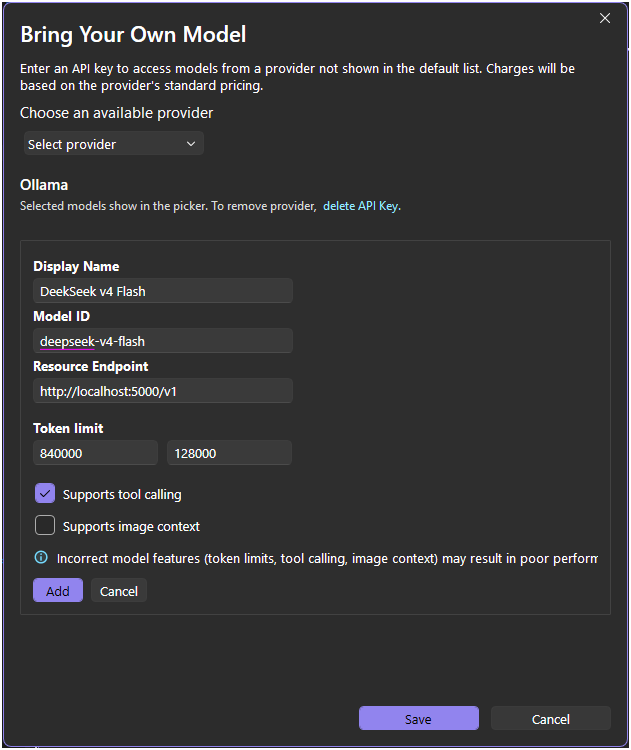 The Add model dialog in Visual Studio.