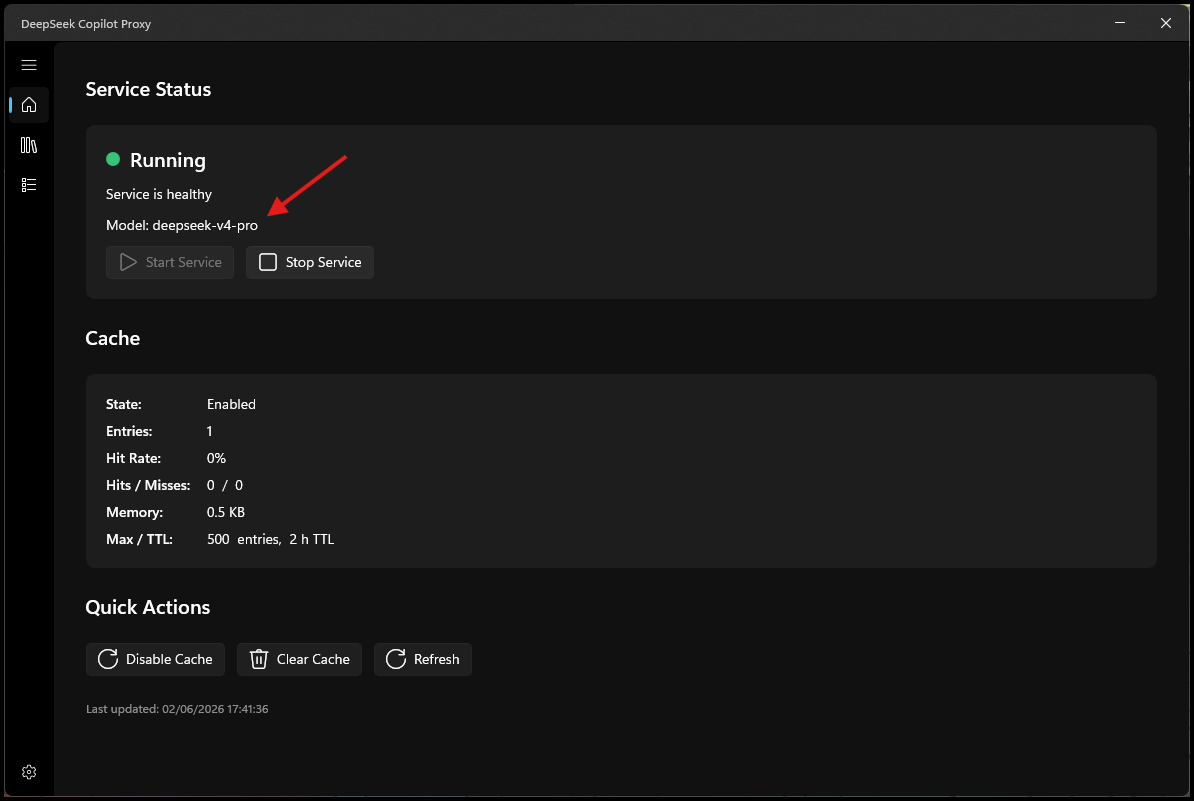 The model selected in GitHub Copilot chat.