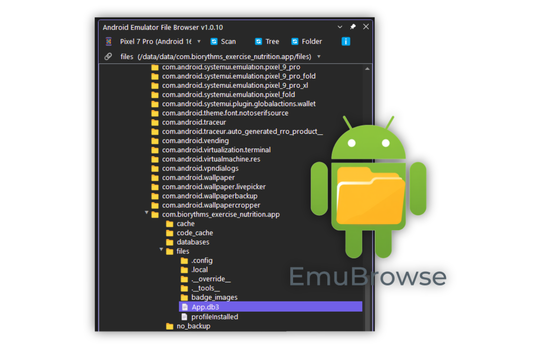 Android Emulator File Browser.