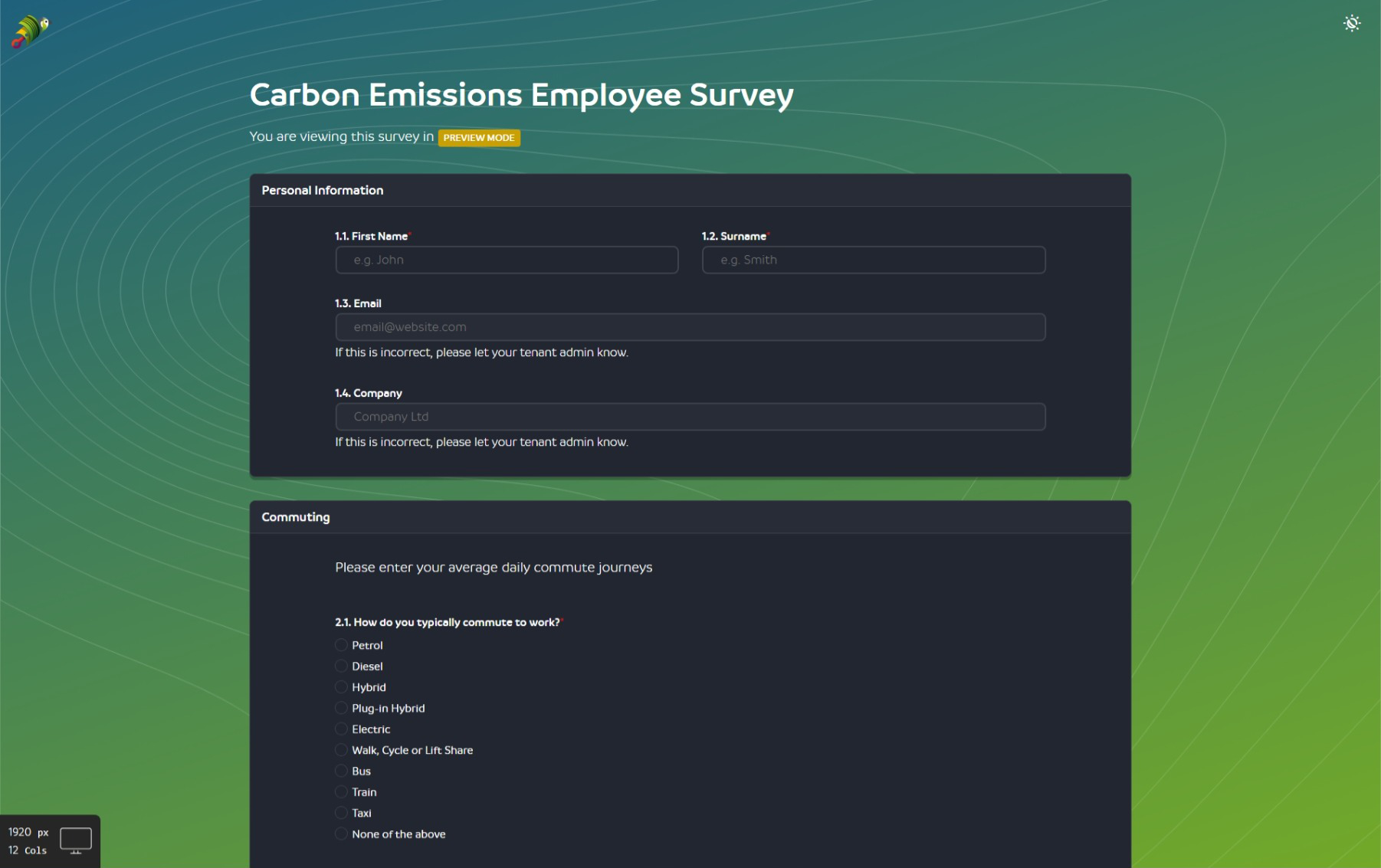 A BidPiston survey form.
